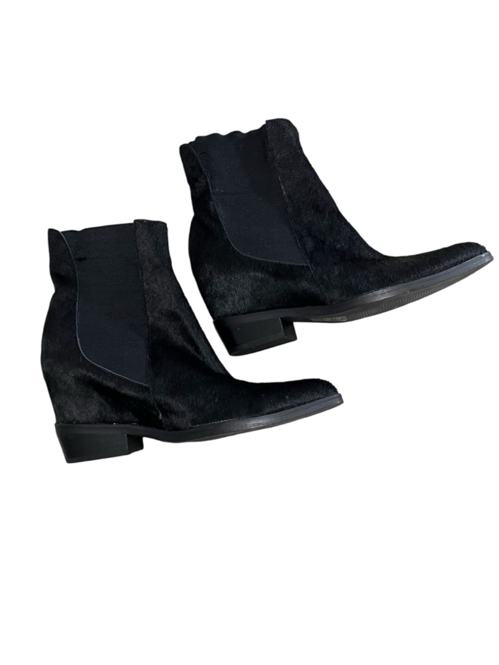 Jeffrey Campbell Ibiza Last Black Pony Hair Hidden Wedge Ankle Boots Size 39